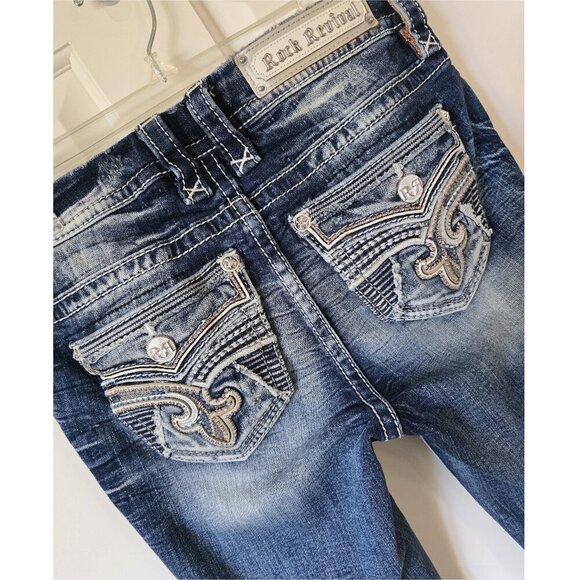 ROCK REVIVAL from BUCKLE Sosie Mid Rise Straight Stretch Jeans 27 - Picture 5 of 14